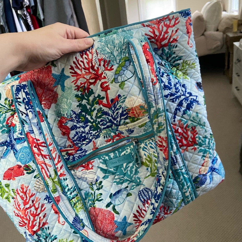 Vera Bradley Blue and Red Marine Print Tote